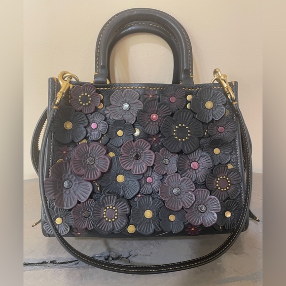 Coach Handbags - COACH 1941 Rogue 25 in Glovetanned Pebble Leather w/Tea Rose - Black #58840